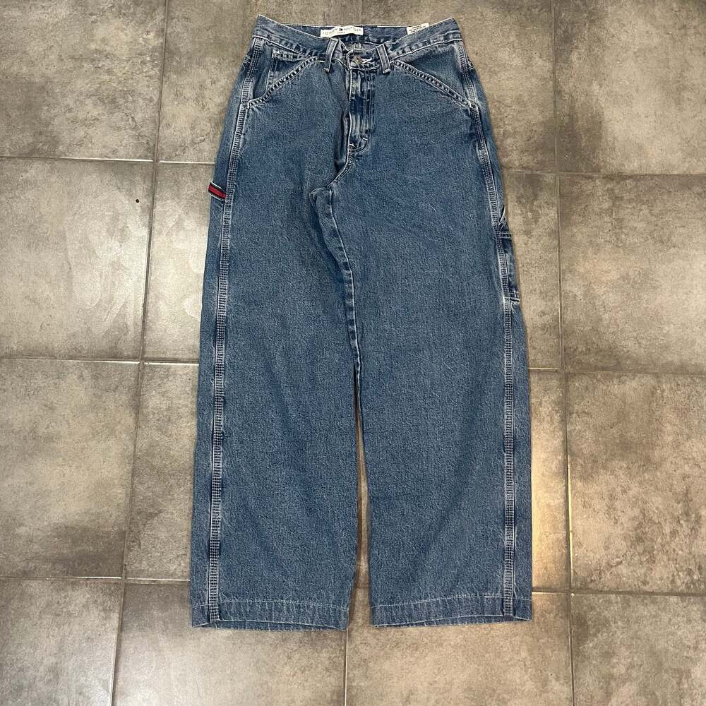 Vintage Tommy Hilfiger Baggy Carpenter Jeans Y2K Flag Hammer Loop Size 6